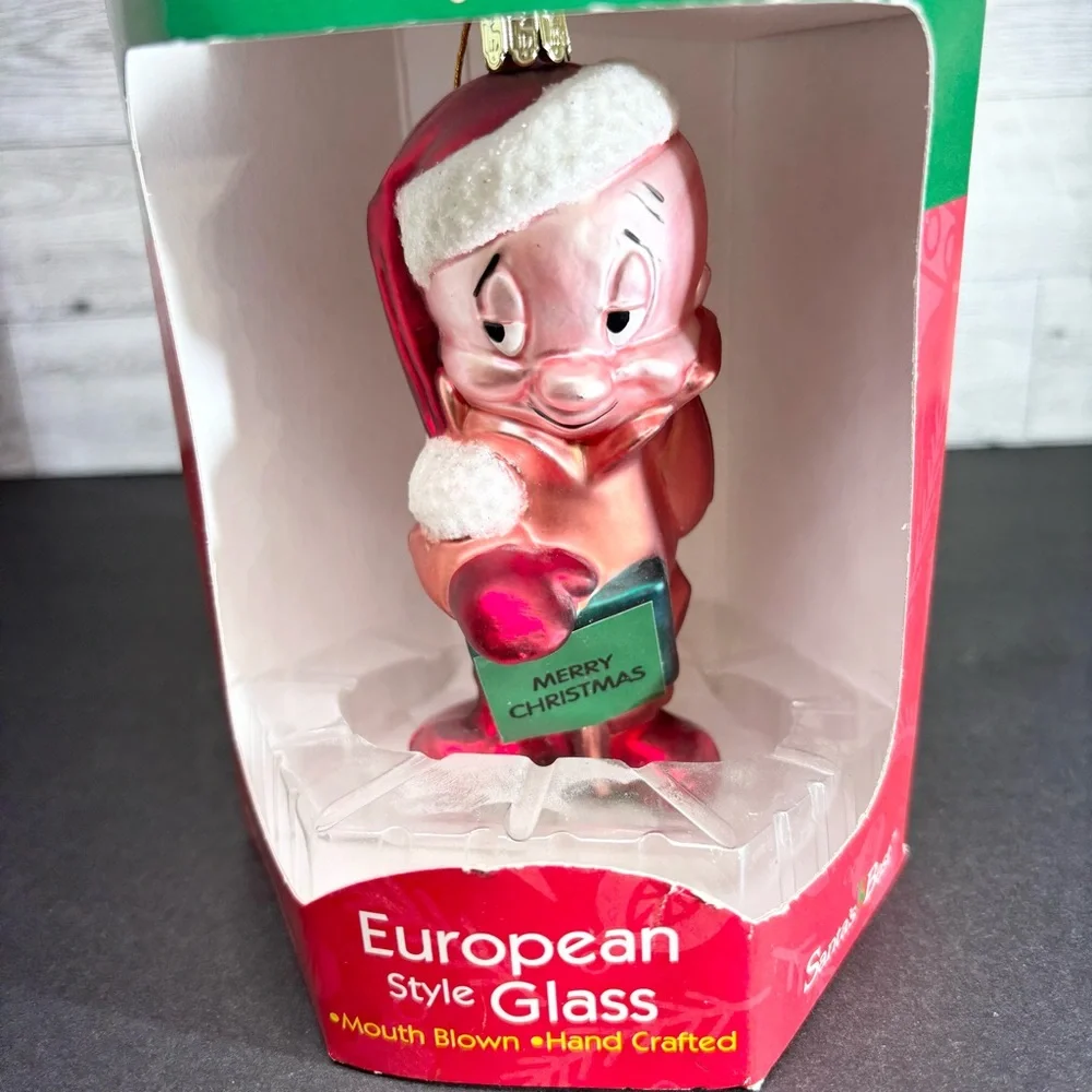 Vintage Elmer Fudd‎ Looney Tunes Santa's Christmas Ornament European Style Glass